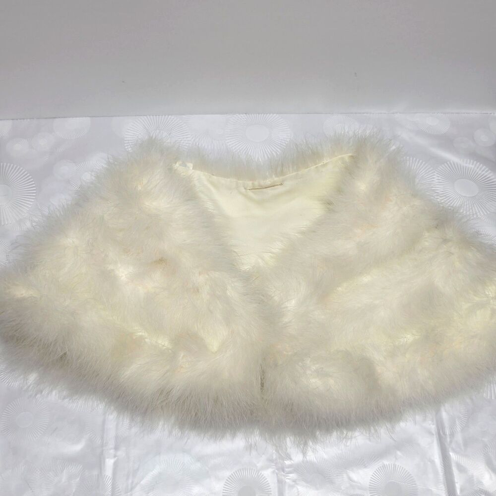 Vintage Marabou Feather Fur Cream Bolero Bride Wedding Party Cape